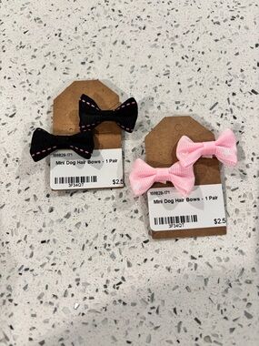Mini Dog Hair Bows - Pink and Black